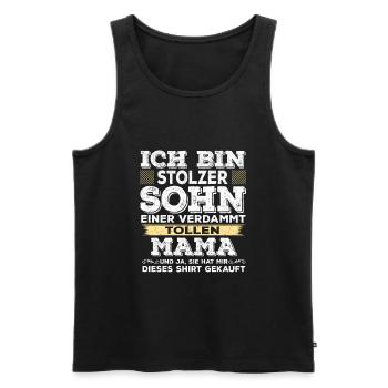 Stolzer Sohn einer verdammt tollen Mama - Männer Premium Bio Tank Top - Schwarz - Vorne - Michal (187cm)