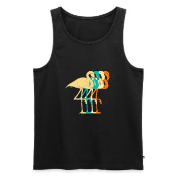 Flamant rose rétro - Débardeur bio Premium Homme - noir - Devant - Michal (187cm)