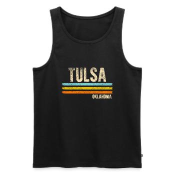 Tulsa Oklahoma - Männer Premium Bio Tank Top - Schwarz - Vorne - AI Model Male 178 light (178cm)