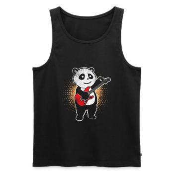 Panda guitarist - Men's Premium Organic Tank Top - black - Front - Michal (187cm)