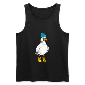 Funny sailor seagull - Men's Premium Organic Tank Top - black - Front - Michal (187cm)