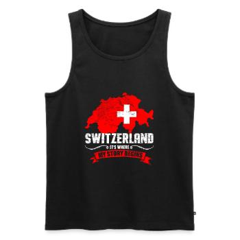 Swiss - Men's Premium Organic Tank Top - black - Front - AI Model Male 178 light (178cm)