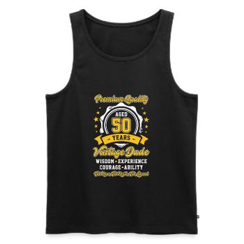 Aged 50 Years Vintage Dude 50th Birthday - Men's Premium Organic Tank Top - black - Front - AI Model Male 178 light (178cm)