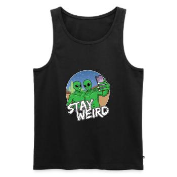 Alien Phone Selfie - Men's Premium Organic Tank Top - black - Front - Michal (187cm)