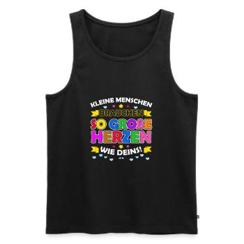 Kleine Menschen Brauchen So Große Herzen Wie Deins - Männer Premium Bio Tank Top - Schwarz - Vorne - AI Model Male 178 light (178cm)