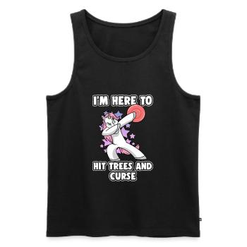Dabbing Unicorn Disc Golf I'm Here To Hit Trees - Men's Premium Organic Tank Top - black - Front - AI Model Male 178 light (178cm)