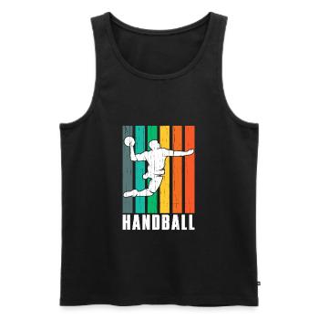Handball Handballer Retro - Männer Premium Bio Tank Top - Schwarz - Vorne - Michal (187cm)
