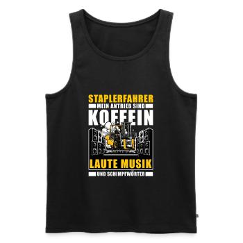 Antrieb Koffein Laute Musik Gabelstaplerfahrer - Männer Premium Bio Tank Top - Schwarz - Vorne - Michal (187cm)