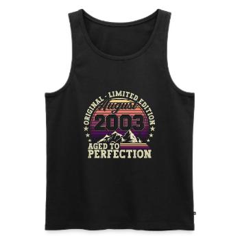 Original August 2003 19th Birthday Fun Gift - Men's Premium Organic Tank Top - black - Front - AI Model Male 178 light (178cm)