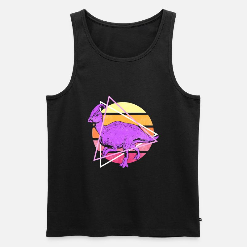 Vaporwave Synthwave Parasaurolophus Dinosaurier - Männer Premium Bio Tank Top - Schwarz