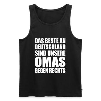 beste an deutschland sind unsere omas gegen rechts - Männer Premium Bio Tank Top - Schwarz - Vorne - AI Model Male 178 light (178cm)