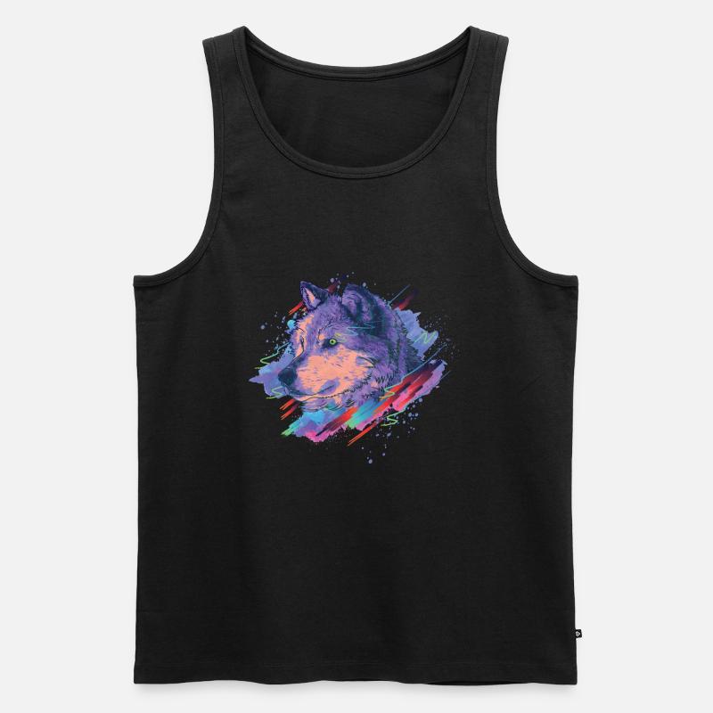 Wolf Splash - Männer Premium Bio Tank Top - Schwarz