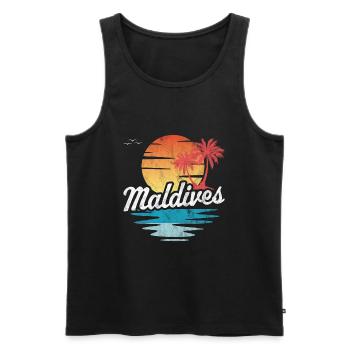 Maldives - Men's Premium Organic Tank Top - black - Front - AI Model Male 178 light (178cm)