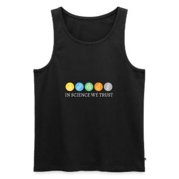 In Science We Trust - Men's Premium Organic Tank Top - black - Front - AI Model Male 178 light (178cm)