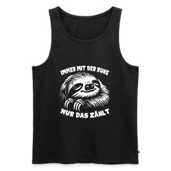 Faultier cool nur keinen Stress immer mit der Ruhe - Männer Premium Bio Tank Top - Schwarz - Vorne - AI Model Male 178 light (178cm)