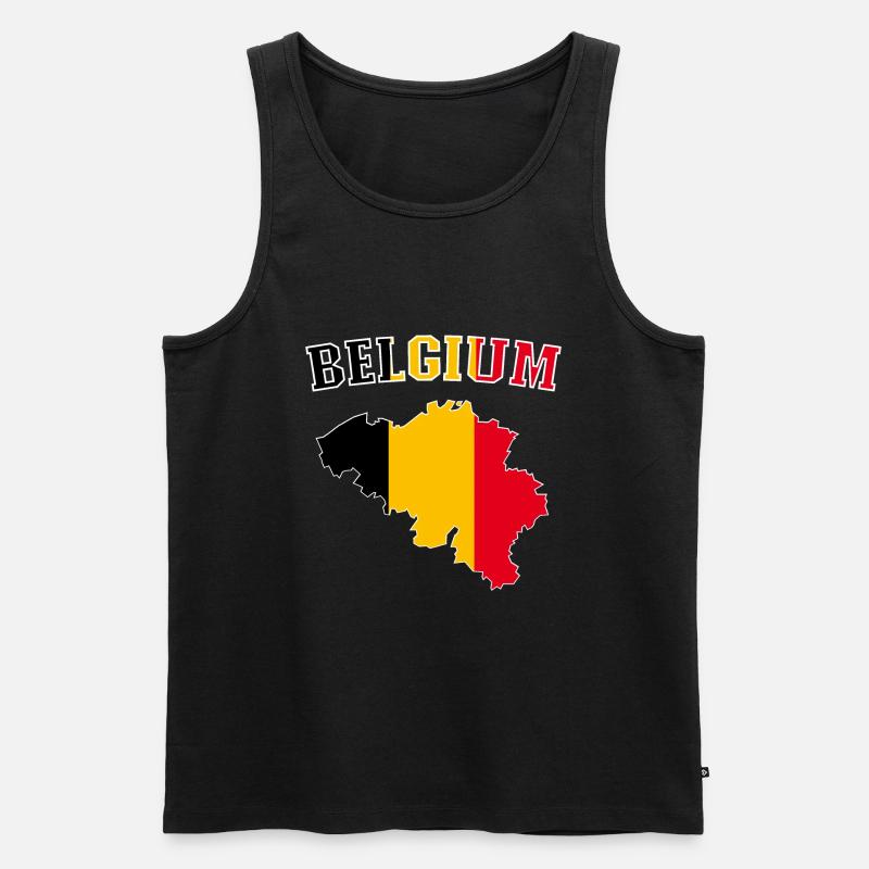 Belgien Flagge Map - Männer Premium Bio Tank Top - Schwarz
