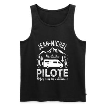 Jean Michel véritable pilote camping car Humour - Débardeur bio Premium Homme - noir - Devant - Michal (187cm)