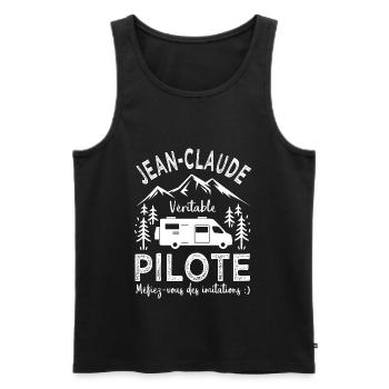 Jean claude véritable pilote camping car Humour - Débardeur bio Premium Homme - noir - Devant - Michal (187cm)