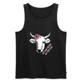 Pas ta mère, pas ton lait de vache lait vegan - Débardeur bio Premium Homme - noir - Devant - AI Model Male 178 light (178cm)