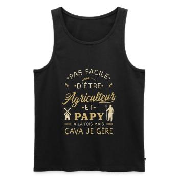 Papy Agriculteur Humour Agricole Agriculture - Débardeur bio Premium Homme - noir - Devant - Michal (187cm)