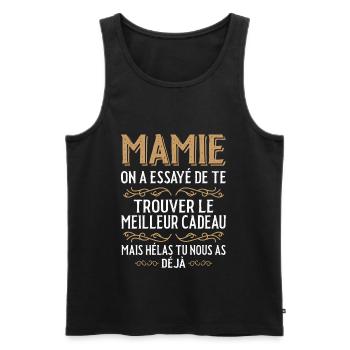 Mamie Fête Des Mères Cadeau Anniversaire Mamie - Débardeur bio Premium Homme - noir - Devant - Michal (187cm)