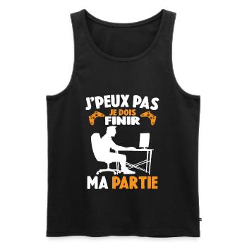 Attends Je Dois Finir Ma Partie Cadeau Geek - Débardeur bio Premium Homme - noir - Devant - Michal (187cm)
