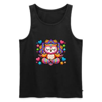 Eule Mandala Yoga - Männer Premium Bio Tank Top - Schwarz - Vorne - Michal (187cm)