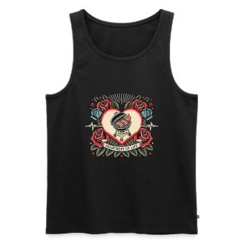 Herzschlag Grill - Männer Premium Bio Tank Top - Schwarz - Vorne - Michal (187cm)