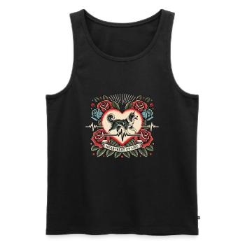 Border Collie Herzschlag Tattoo Rosen Hund - Männer Premium Bio Tank Top - Schwarz - Vorne - Michal (187cm)