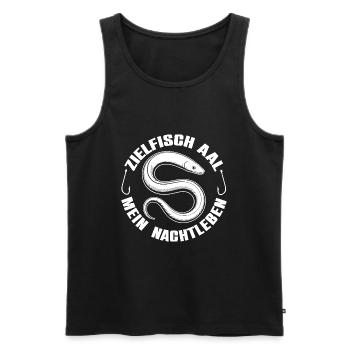 Aal angeln - mein Nachtleben - Männer Premium Bio Tank Top - Schwarz - Vorne - AI Model Male 178 light (178cm)