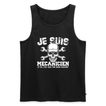 Je suis mécanicien super pouvoir - Débardeur bio Premium Homme - noir - Devant - AI Model Male 178 light (178cm)