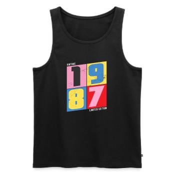 1987 vintage - Men's Premium Organic Tank Top - black - Front - Michal (187cm)