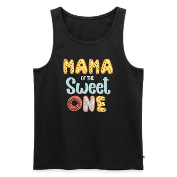 Maman du premier beignet d’anniversaire de la douce - Débardeur bio Premium Homme - noir - Devant - AI Model Male 178 light (178cm)