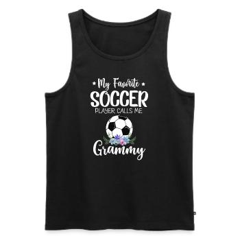 Mein Lieblingsfußballer nennt mich Grammy - Männer Premium Bio Tank Top - Schwarz - Vorne - AI Model Male 178 light (178cm)