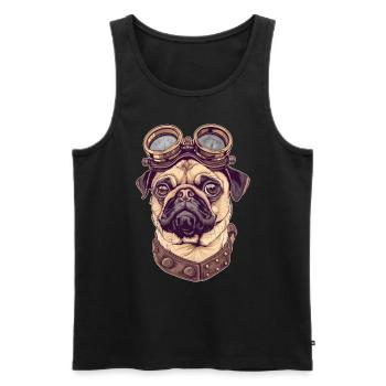 Steampunk Pug - Men's Premium Organic Tank Top - black - Front - AI Model Male 178 light (178cm)