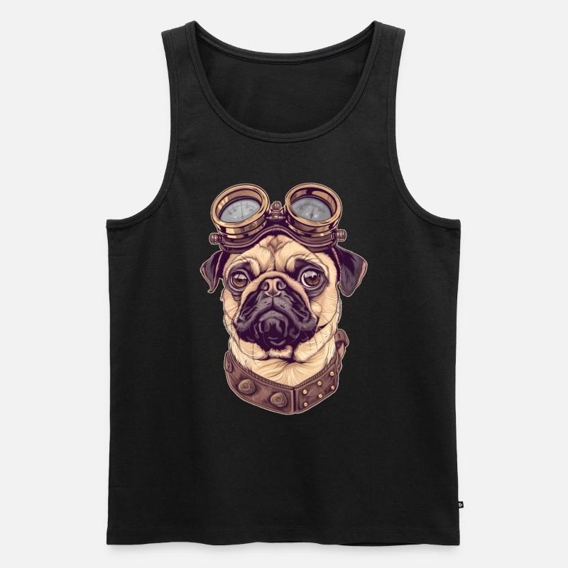 Steampunk Mops - Männer Premium Bio Tank Top - Schwarz