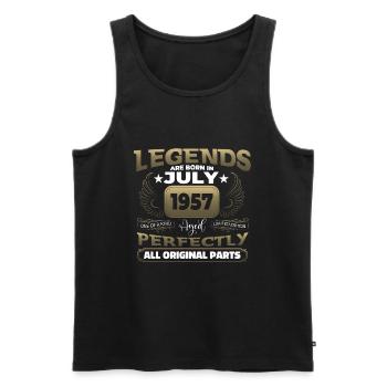 Legend Born 1957 Juillet 65th Birthday Gift - Débardeur bio Premium Homme - noir - Devant - AI Model Male 178 light (178cm)
