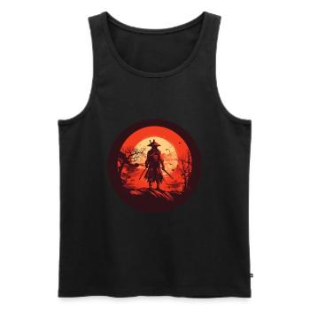 Japanischer Krieger Samurai vor roter Sonne Japan - Männer Premium Bio Tank Top - Schwarz - Vorne - AI Model Male 178 light (178cm)