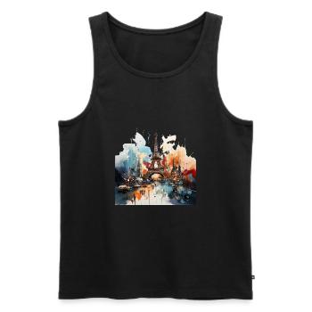 Fascinante peinture abstraite de la Tour Eiffel - Débardeur bio Premium Homme - noir - Devant - Michal (187cm)