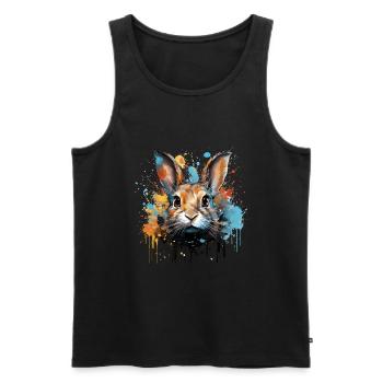 Hasen Kopf Kaninchen Farbspritzer Häschen - Männer Premium Bio Tank Top - Schwarz - Vorne - AI Model Male 178 light (178cm)