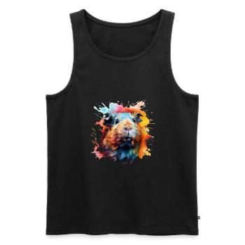 Cochon d’Inde couleur explosion rongeurs animaux domestiques - Débardeur bio Premium Homme - noir - Devant - Michal (187cm)
