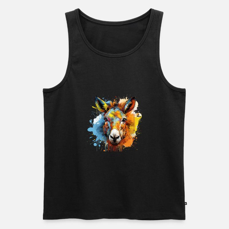 Farbspritzer Esel Illustration Maulesel Kopf - Männer Premium Bio Tank Top - Schwarz