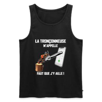 La Tronçonneuse Le Poratble et le Bûcheron - Débardeur bio Premium Homme - noir - Devant - Michal (187cm)