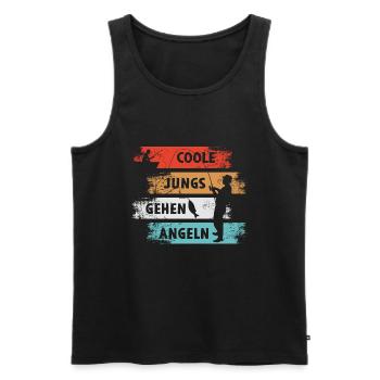 Cool Guys Go Fishing Angler - Men's Premium Organic Tank Top - black - Front - AI Model Male 178 light (178cm)