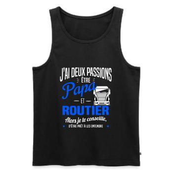 PAPA ROUTIER - Débardeur bio Premium Homme - noir - Devant - Michal (187cm)
