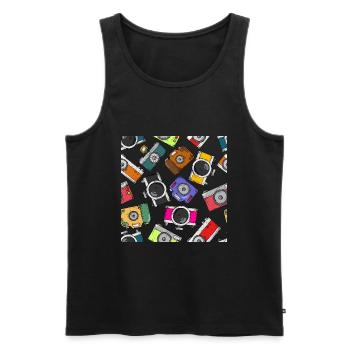 Illustration Pattern Fotografie Kamera - Männer Premium Bio Tank Top - Schwarz - Vorne - AI Model Male 178 light (178cm)