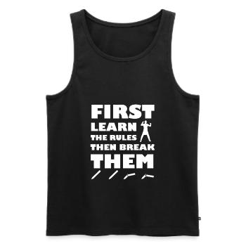 break the rules - Men's Premium Organic Tank Top - black - Front - AI Model Male 178 light (178cm)