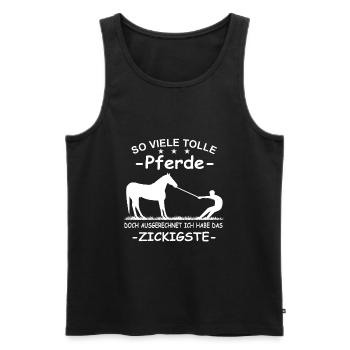 So viele tolle Pferde Führungskraft Pferd Reiterin - Männer Premium Bio Tank Top - Schwarz - Vorne - Michal (187cm)