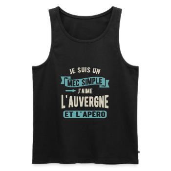 Un mec simple, auvergne et apéro - Débardeur bio Premium Homme - noir - Devant - AI Model Male 178 light (178cm)