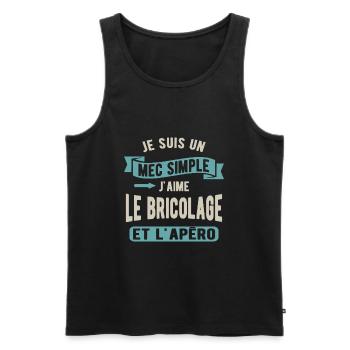 Un mec simple, bricolage et apéro - Débardeur bio Premium Homme - noir - Devant - Michal (187cm)